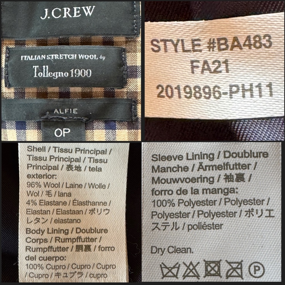 J Crew Alfie Blazer Italian Stretch Wool Honey Plaid (Sz 0P) - Picture 15 of 17